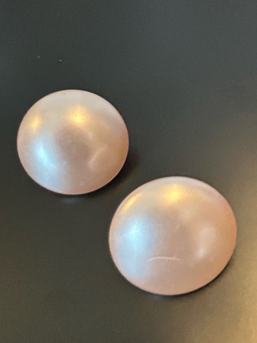 Vintage Midcentury Blush Pink/Pearly White Faux Pearl Clip on Earrings